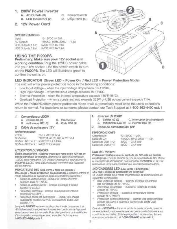 Schemat budowy przetwornicy Scosche PI200PS
