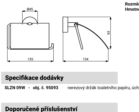 Wymiary techniczne uchwytu SLZN 09W