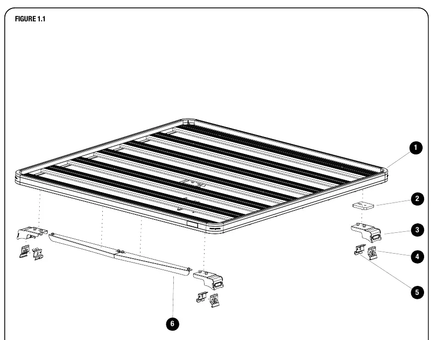 Schemat montażowy bagażnika Slimline II (Rysunek 1.1)