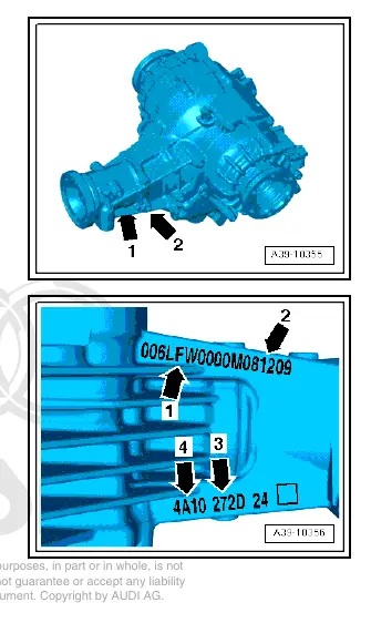 Oznaczenia na obudowie mechanizmu różnicowego