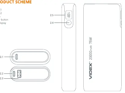 Schemat budowy powerbanku Videx 202C