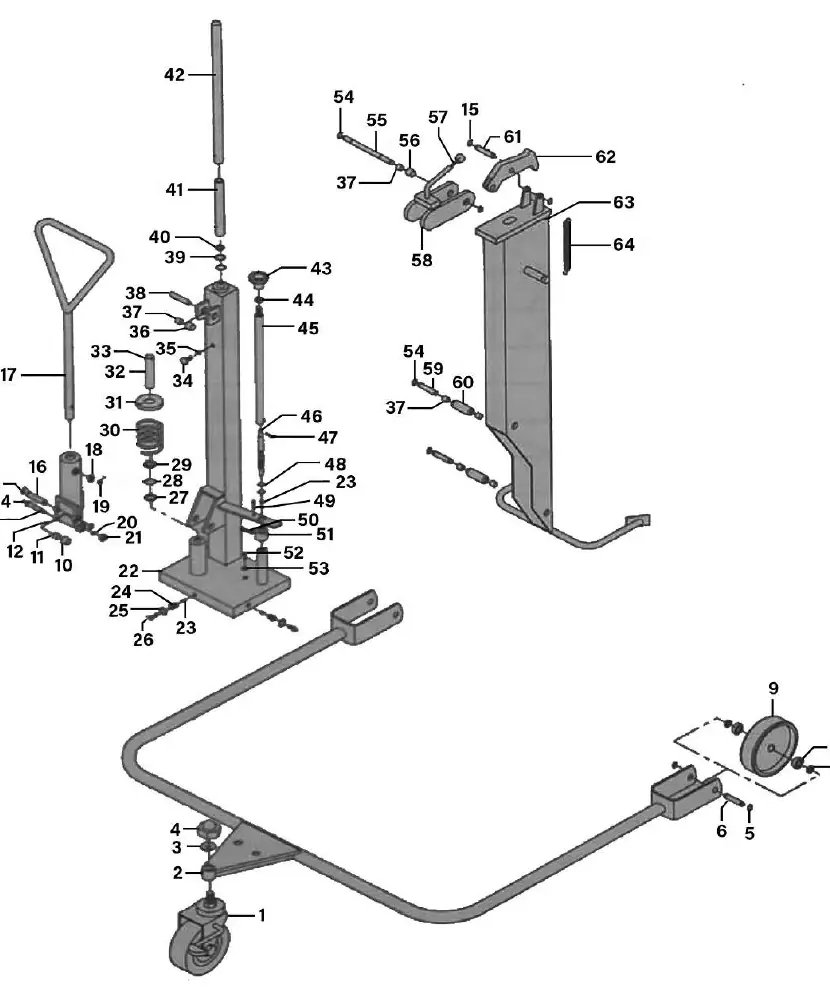 Schemat budowy wózka hydraulicznego Sealey 205L