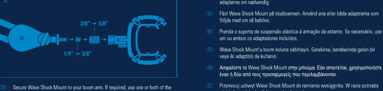 Montaż uchwytu na ramieniu wysięgnika z użyciem adapterów