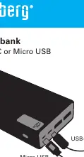Schemat ładowania powerbanku przez porty USB-C lub Micro USB