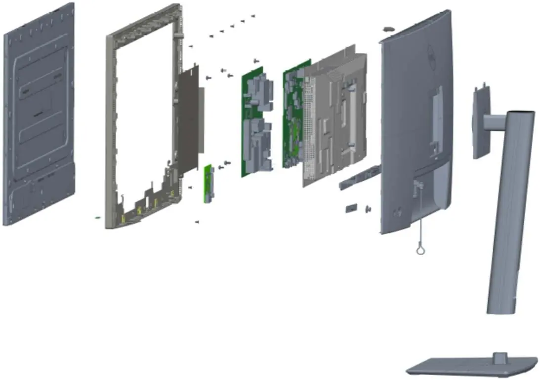 Schemat rozstrzelony (Exploded view) monitora Dell U2724DE