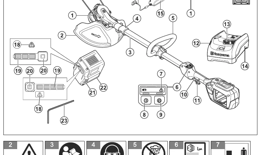 Schemat budowy podkaszarki Husqvarna 215iL