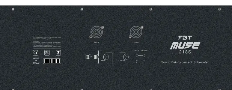 Panel połączeniowy subwoofera FBT MUSE 218S