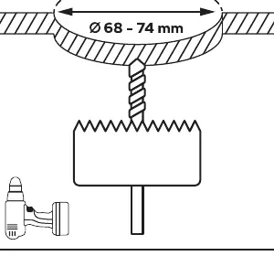 Wymiary otworu montażowego (68-74 mm)