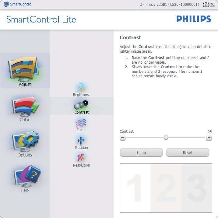 Regulacja kontrastu w SmartControl Lite
