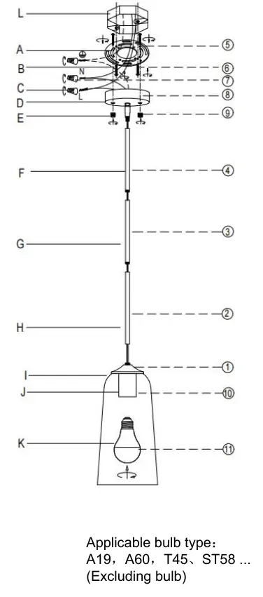 Schemat montażowy lampy