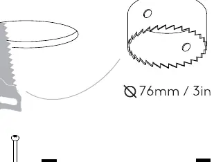 Wycinanie otworu montażowego o średnicy 76 mm