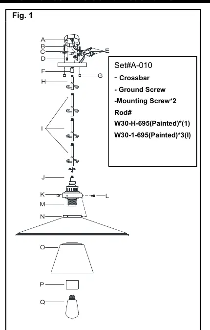 Schemat montażu mechanicznego lampy