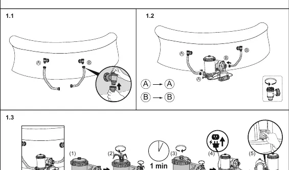 Kroki instalacji i odpowietrzania (1.1 - 1.3)
