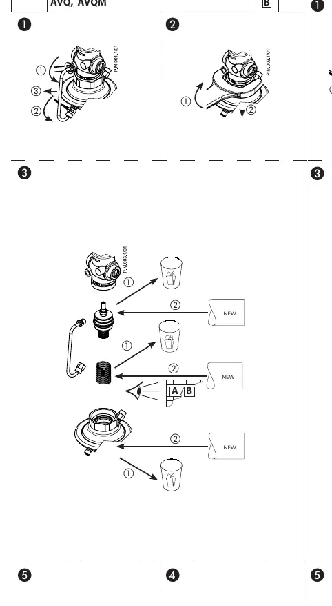 Schemat serwisowy dla zaworów PN 16 (AVP, AVP-F, AVPB, AVPB-F, AVD, AVQ, AVQM)