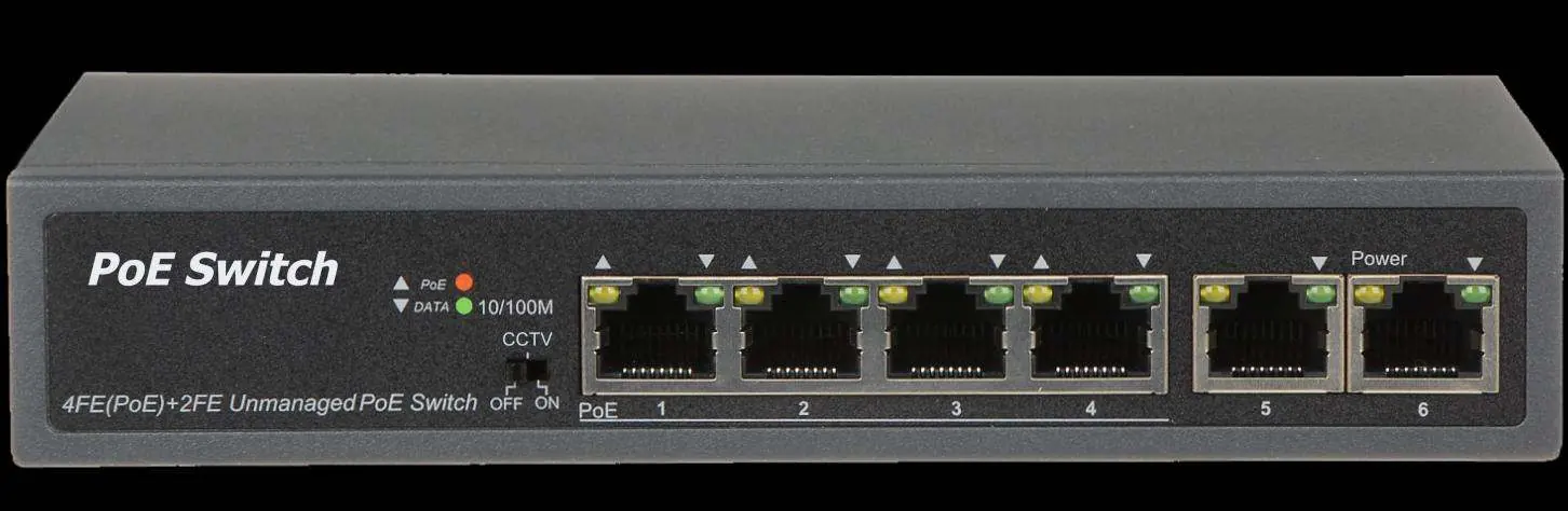 Panel przedni switcha z portami i wskaźnikami LED