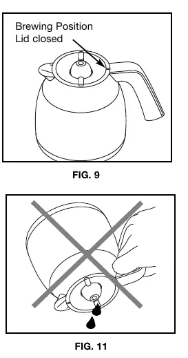 Pozycje pokrywki karafki (Fig. 9 i 10)