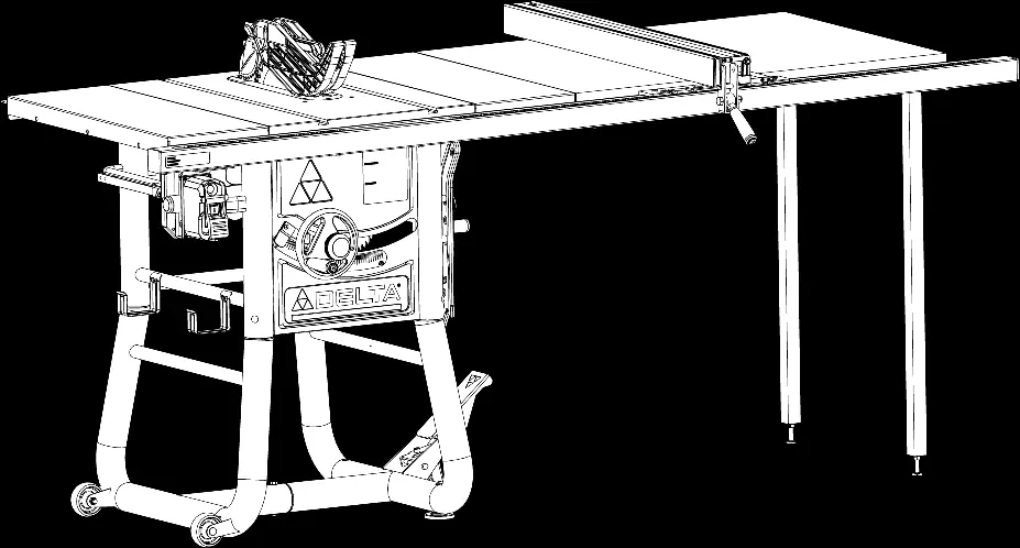 Widok ogólny w pełni zmontowanej pilarki stołowej.