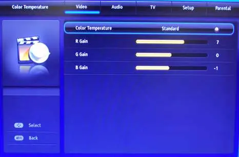 Dostosuj parametry obrazu w menu wideo.