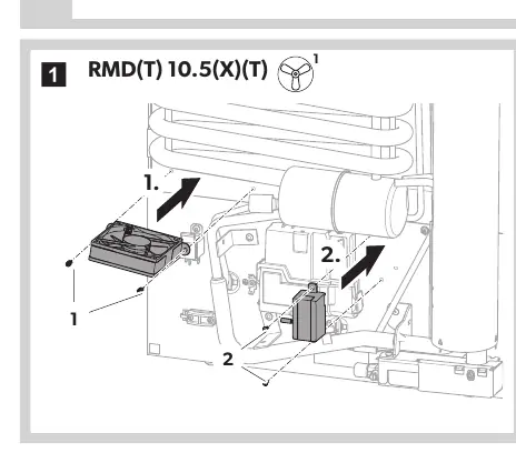 Montaż wentylatora w modelach RMD(T) 10.5(X)(T) oraz RM(S) 10.5(X)(T)