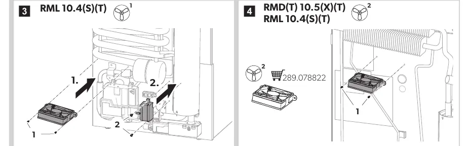 Montaż wentylatorów w modelach RML oraz RMD