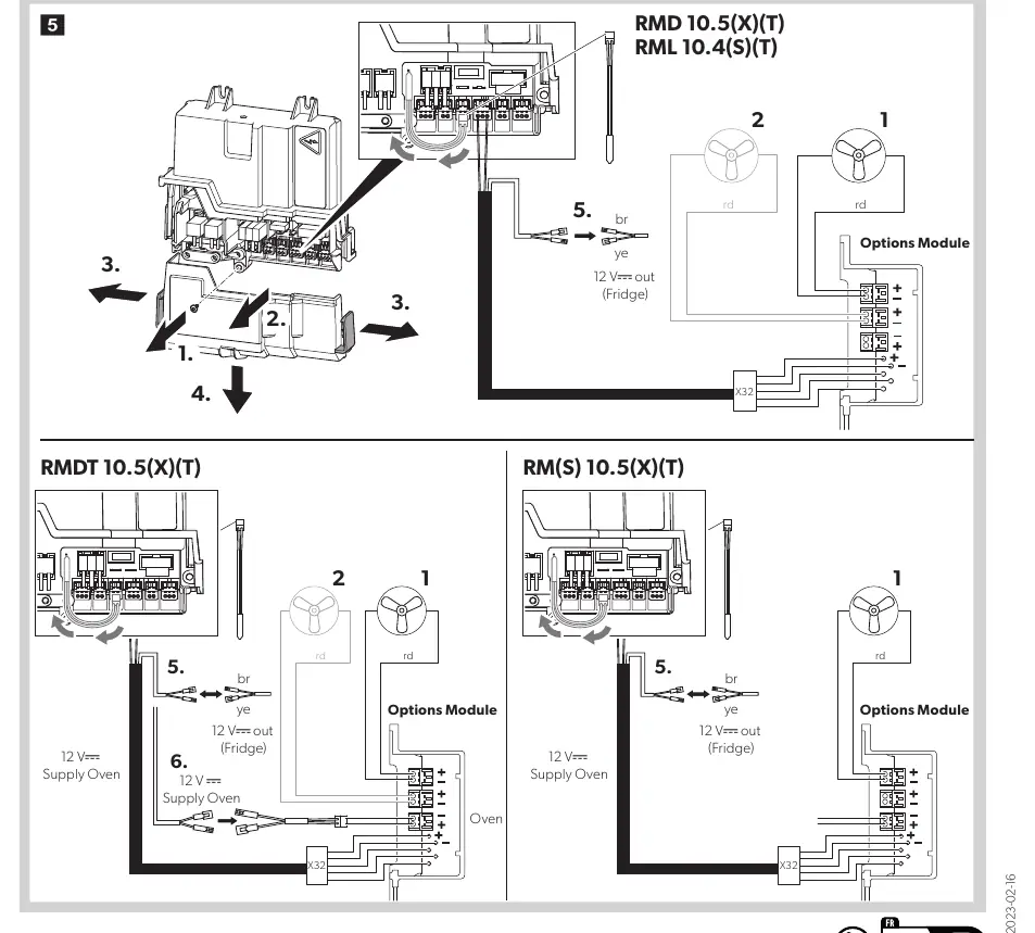 Schemat podłączeń elektrycznych do modułu opcji