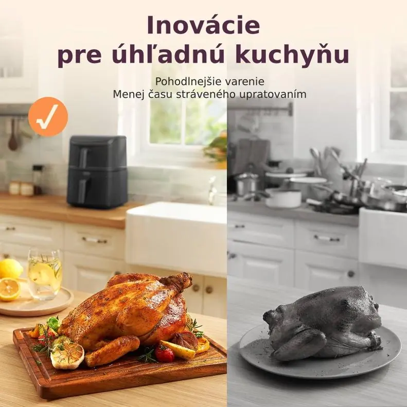 Porównanie czystości kuchni przy użyciu frytkownicy.
