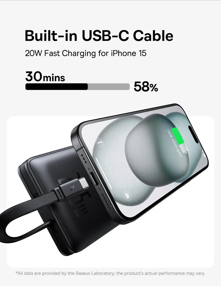Szybkie ładowanie iPhone 15 za pomocą wbudowanego kabla USB-C