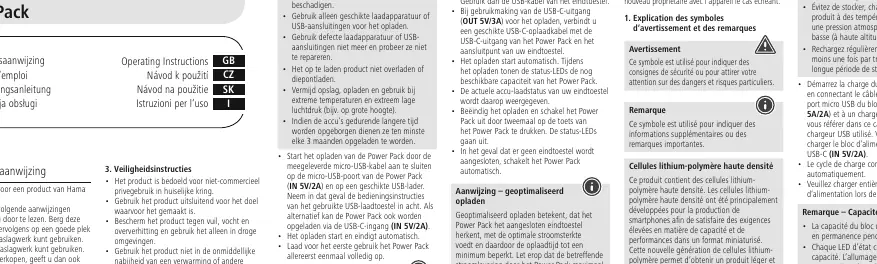 Schemat portów i wskaźników LED powerbanku