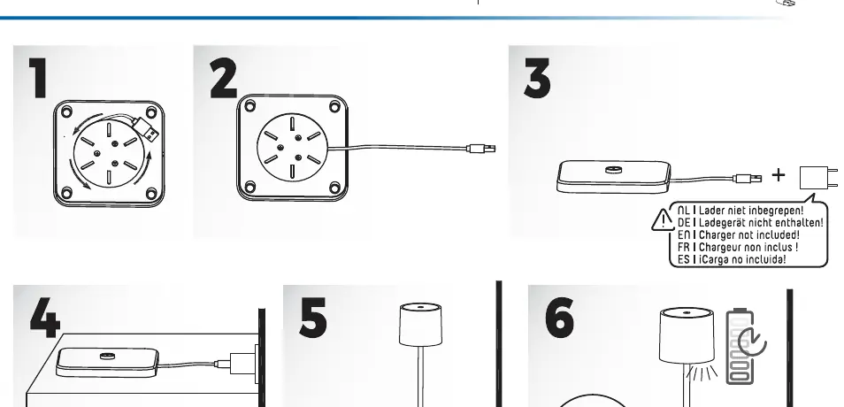 Proces ładowania lampy za pomocą kabla USB