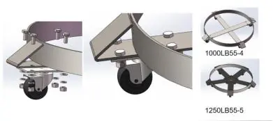 Instalacja kół dla modeli 1000LB55-4 i 1250LB55-5