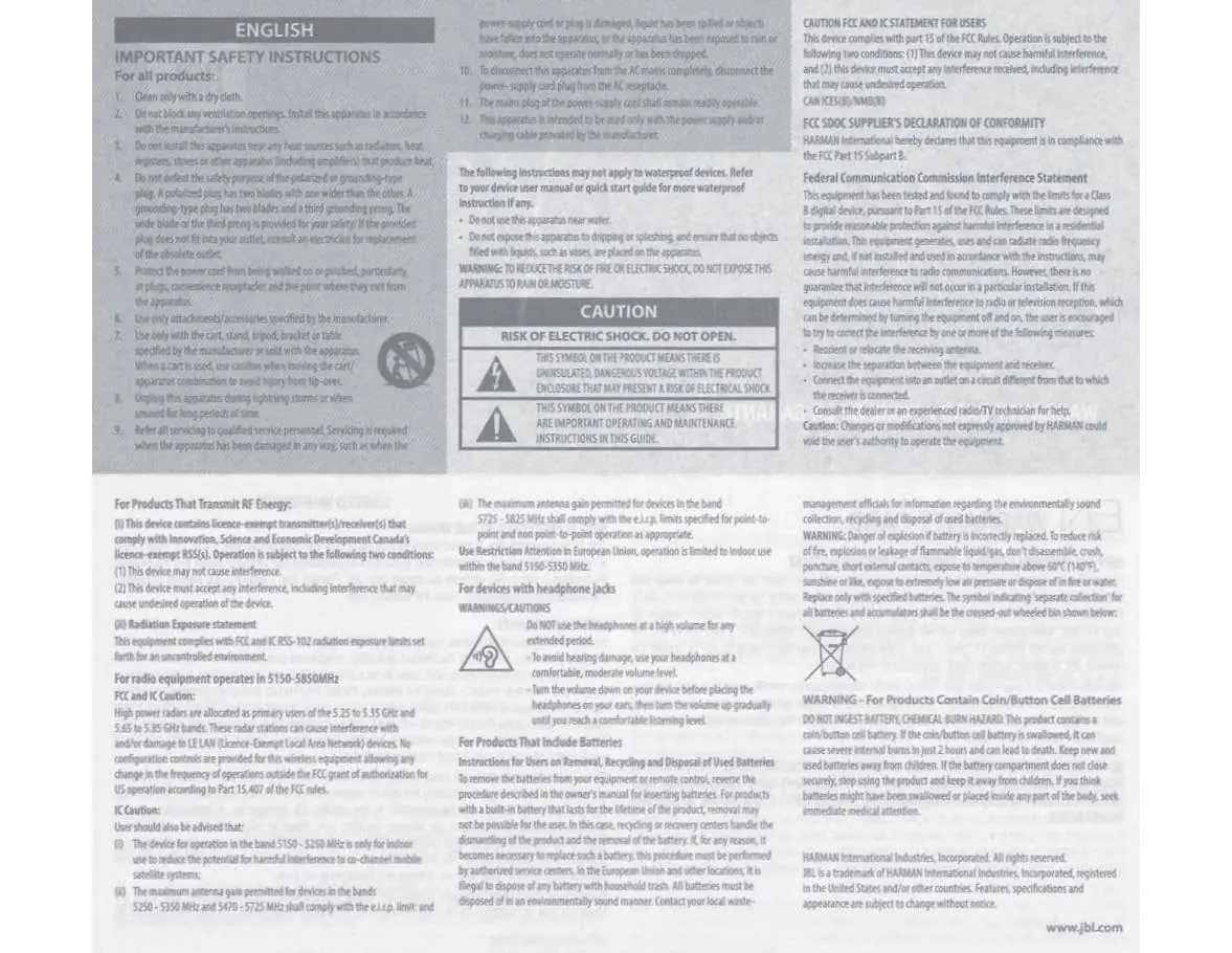 Ważne instrukcje bezpieczeństwa