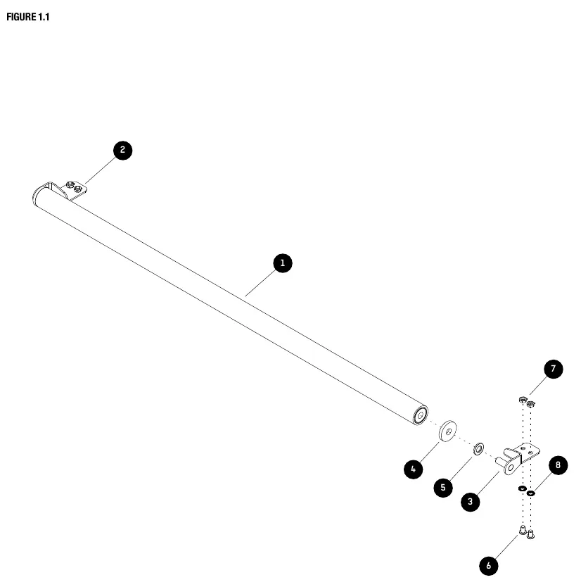 Schemat montażowy (Exploded view) wszystkich elementów zestawu.