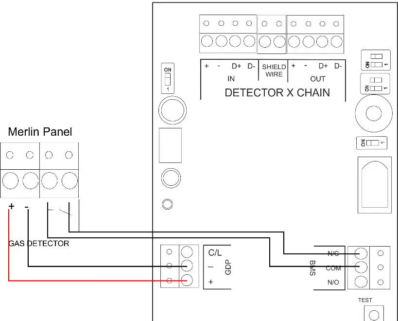 Schemat podłączenia detektora gazu