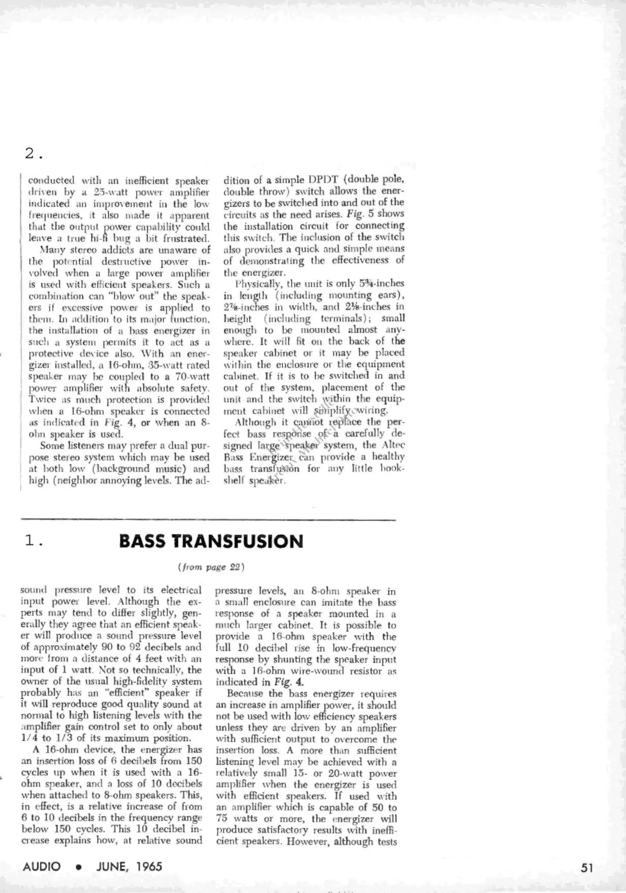 Zapoznaj się z opisem technicznym urządzenia Bass Transfusion.