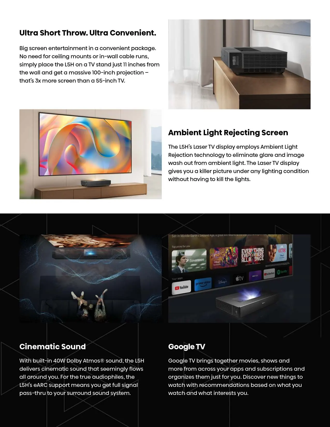 Ustawienie projektora Laser TV w odpowiedniej odległości od ściany.