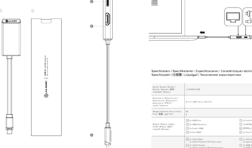 Schemat budowy adaptera i identyfikacja portów