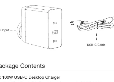 Schemat budowy ładowarki i dołączonego kabla USB-C.