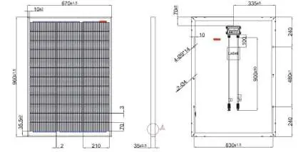 Schemat wymiarowy panelu 120W