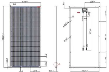 Schemat wymiarowy panelu 195W