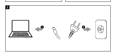 Schemat podłączenia zasilacza do notebooka i gniazdka elektrycznego.