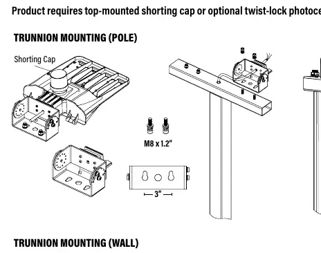 Schemat montażu na słupie (Trunnion Mounting)