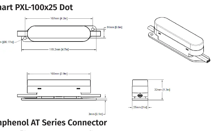 Wymiary fizyczne Smart PXL 100x25 Dot
