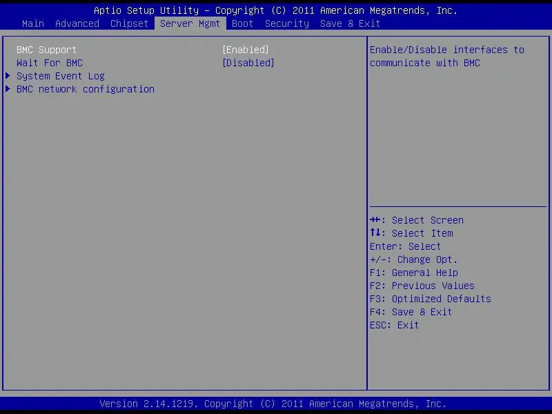 Menu zarządzania serwerem (Server Mgmt)