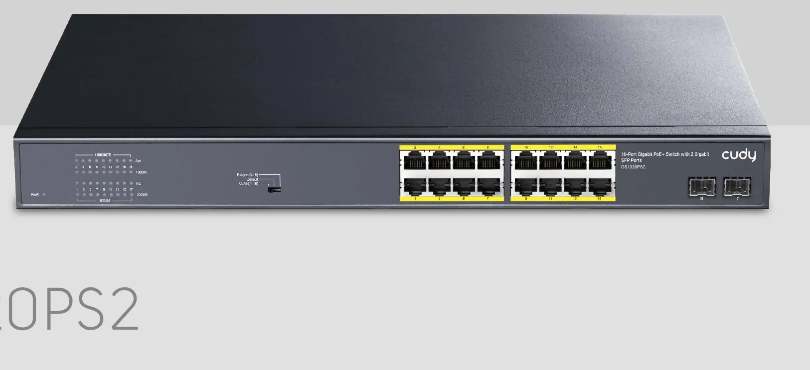 Widok panelu przedniego switcha Cudy GS 1020PS2