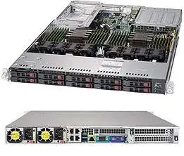Widok serwera SuperServer 1029U-E1CR4T (wnętrze i panel tylny)