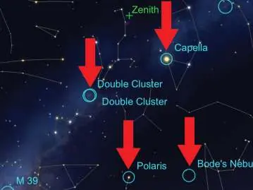 Wybierz obiekt do obserwacji na mapie nieba w aplikacji.