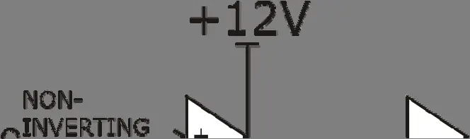 Schemat zasilania wzmacniacza operacyjnego napięciem +12V.