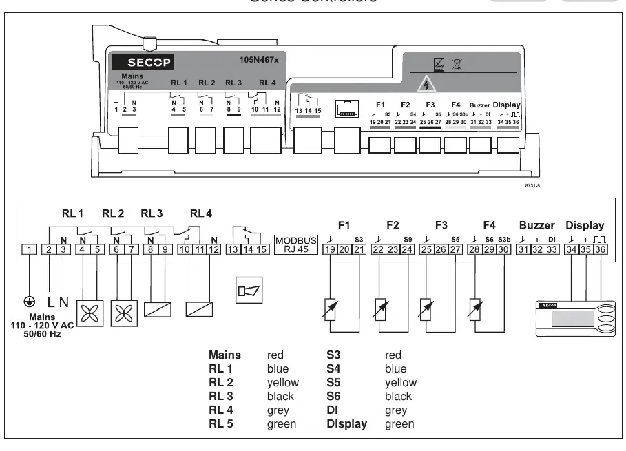 Schemat połączeń elektrycznych sterownika 105N467x