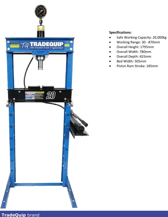 Prasa hydrauliczna TradeQuip 1063T