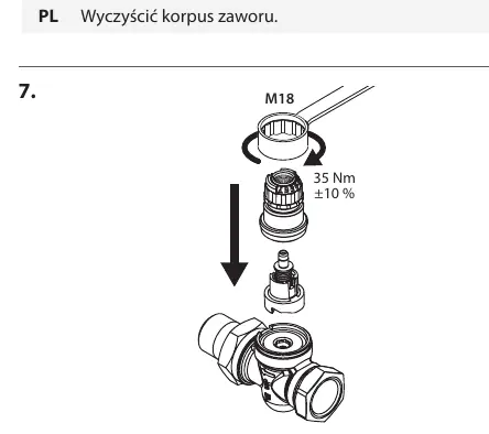 Montaż korpusu górnego z użyciem klucza M18